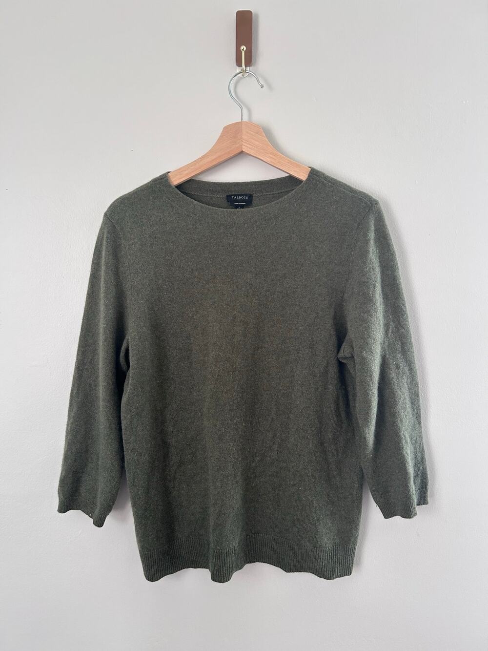 100% Cashmere Talbots Crewneck Sweater  Pullover Green L